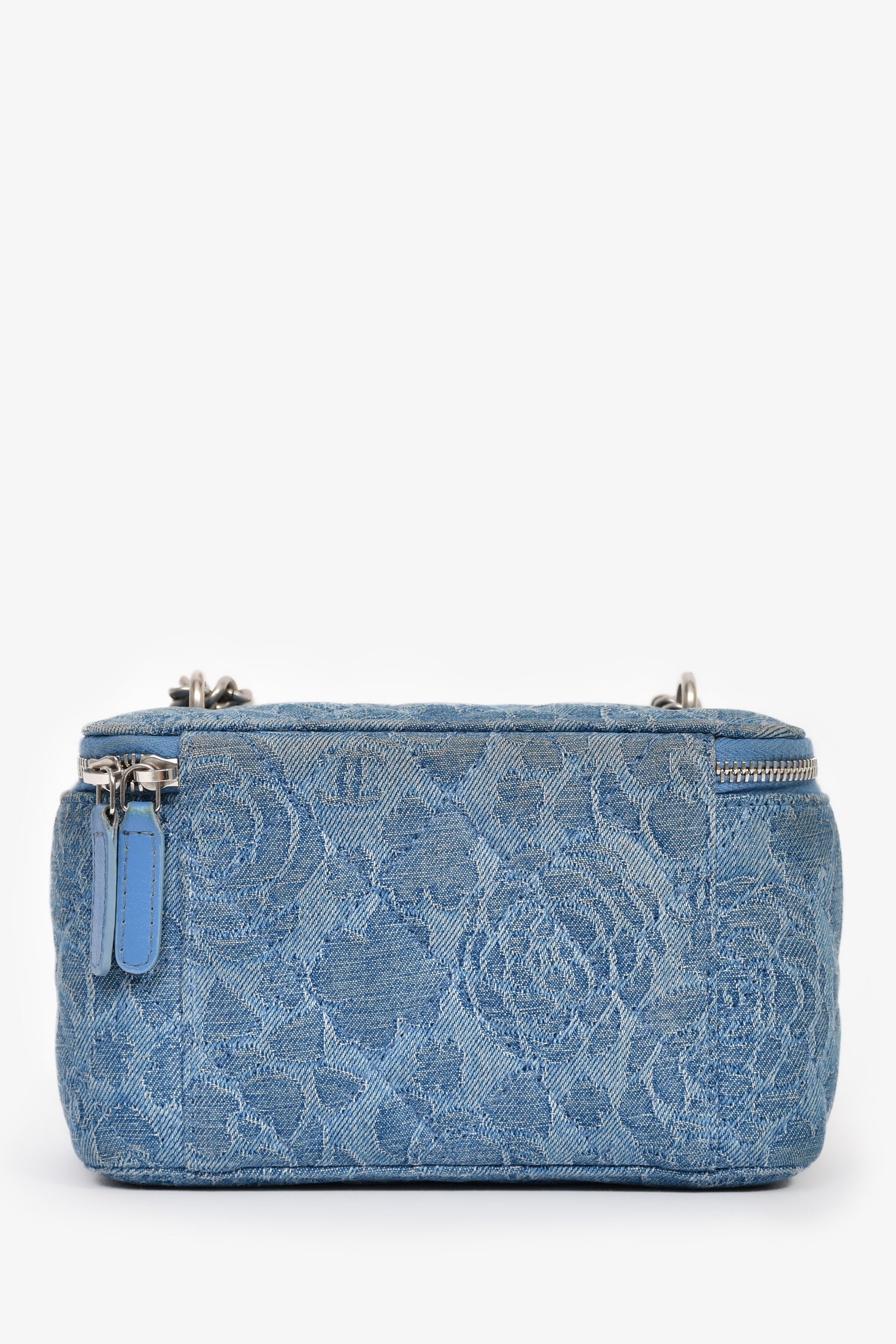 Pre-loved Chanel™ Blue Denim Quilted Camellia Case Chain Bag