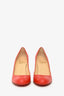 Christian Louboutin Red Leather Round Toe Heels Size 35