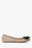 Christian Dior Taupe/Black Patent Leather Cannage Bow Flats Size 35.5