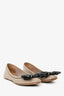 Christian Dior Taupe/Black Patent Leather Cannage Bow Flats Size 35.5