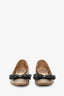 Christian Dior Taupe/Black Patent Leather Cannage Bow Flats Size 35.5