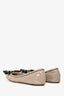 Christian Dior Taupe/Black Patent Leather Cannage Bow Flats Size 35.5