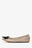 Christian Dior Taupe/Black Patent Leather Cannage Bow Flats Size 35.5