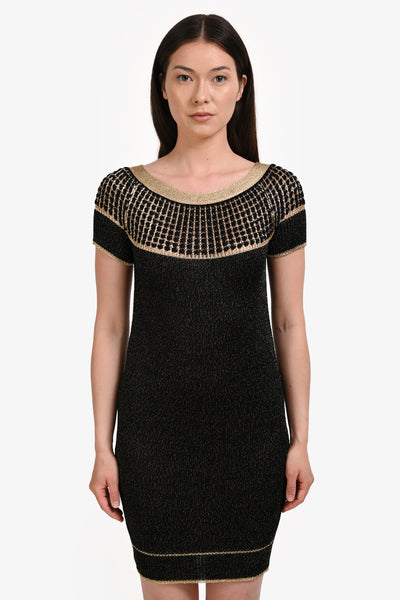Gucci Black/Gold Knit Short Sleeve Mini Dress Size XS – Mine & Yours