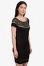 Gucci Black/Gold Knit Short Sleeve Mini Dress Size XS