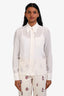 Miu Miu White Silk Sheer Button-Up Long Sleeve Top Size 36