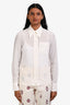 Miu Miu White Silk Sheer Button-Up Long Sleeve Top Size 36