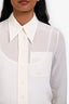 Miu Miu White Silk Sheer Button-Up Long Sleeve Top Size 36