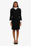 Pre-Loved Chanel™ 2009 Black/White Woll Collar/Cuff Detailed 2-Pocket Dress Size 38