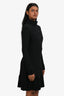 Pre-Loved Chanel™ Black Wool High Neck Belted Dress Size 36