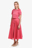 Christian Dior Pink Wool/Silk Short Sleeve Top + Midi Skirt Set Size 2