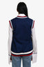 Gucci Navy/Red/White Trimmed Detail V Neck Vest Size XS