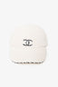 Pre-Loved Chanel™ White Terry Cloth Gingham Trim CC Cap Size L