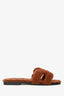 Hermès Brown Teddy Shearling Oran Sandals Size 37