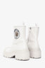 Christian Dior White Leather Symbol Ankle Boots Size 36