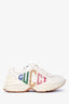 Gucci White Leather Rhython Glitter Rainbow Logo Sneakers Size 36.5