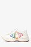 Gucci White Leather Rhython Glitter Rainbow Logo Sneakers Size 36.5
