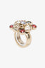 Pre-Loved Chanel™ 2016 Gold Tone Crystal Pearl CC Ring