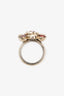 Pre-Loved Chanel™ 2016 Gold Tone Crystal Pearl CC Ring