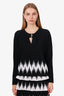 Maje Black/White Ruffled Long Sleeve Top With Buckle Size 1