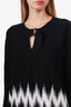 Maje Black/White Ruffled Long Sleeve Top With Buckle Size 1