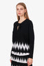 Maje Black/White Ruffled Long Sleeve Top With Buckle Size 1