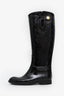 Louis Vuitton Black Monogram Rubber Rain Boots Size 36