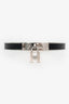 Hermès Sterling Silver Black Leather Kelly H Cadena Bangle Bracelet
