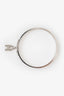 Hermès Sterling Silver Black Leather Kelly H Cadena Bangle Bracelet