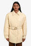 Gucci 2022 Cream Quilted Shoulder Light Padded Coat Size 42 With Belt