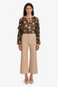 Veronica Beard Tan Cotton Straight Leg Trousers Size 4