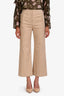Veronica Beard Tan Cotton Straight Leg Trousers Size 4