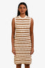 Veronica Beard Cream/Brown Cotton Knit Sleeveless Dress Size S