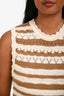 Veronica Beard Cream/Brown Cotton Knit Sleeveless Dress Size S