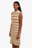 Veronica Beard Cream/Brown Cotton Knit Sleeveless Dress Size S