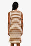 Veronica Beard Cream/Brown Cotton Knit Sleeveless Dress Size S