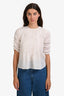 Veronica Beard White Pleated Detail Ruched Short Sleeve Blouse Size 4