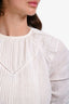 Veronica Beard White Pleated Detail Ruched Short Sleeve Blouse Size 4