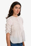 Veronica Beard White Pleated Detail Ruched Short Sleeve Blouse Size 4