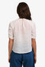 Veronica Beard White Pleated Detail Ruched Short Sleeve Blouse Size 4