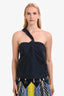 Veronica Beard Navy Blue Jacquard One Shoulder Top Size 4