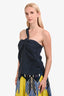 Veronica Beard Navy Blue Jacquard One Shoulder Top Size 4