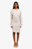Isabel Marant Etoile Heathered Beige Cotton Gathered Long Sleeve Midi Dress Size 38
