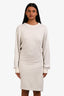 Isabel Marant Etoile Heathered Beige Cotton Gathered Long Sleeve Midi Dress Size 38
