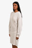 Isabel Marant Etoile Heathered Beige Cotton Gathered Long Sleeve Midi Dress Size 38