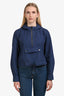Veronica Beard Jeans Navy Blue Cotton Hooded Utility Jacket Size S
