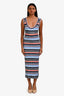 Veronica Beard Blue/Orange Ribbed 'Fabiana' Sleeveless Maxi Dress Size XS