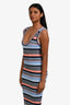 Veronica Beard Blue/Orange Ribbed 'Fabiana' Sleeveless Maxi Dress Size XS