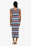 Veronica Beard Blue/Orange Ribbed 'Fabiana' Sleeveless Maxi Dress Size XS