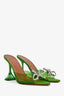 Amina Muaddi Mint Green PVC Begum Class Peep Toe Heels Size 36